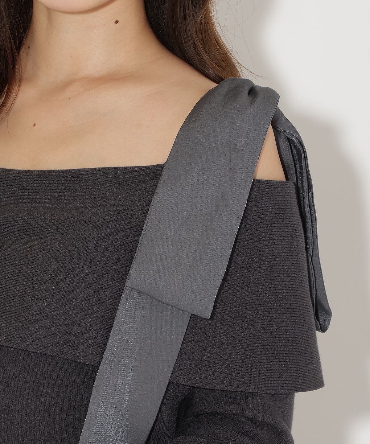 アンドクチュール「ショルダーリボンニットドッキングワンピース」|ワンピース|