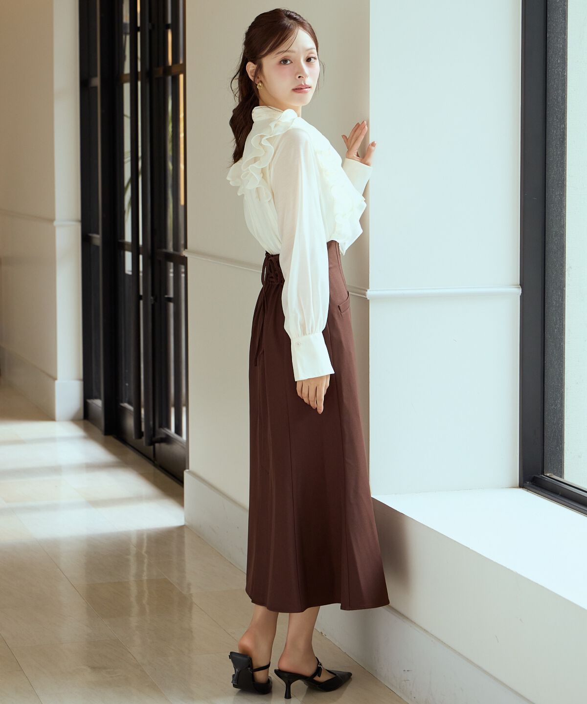 アンドクチュール「ボウタイフリルシアーブラウス」|シャツ・ブラウス|