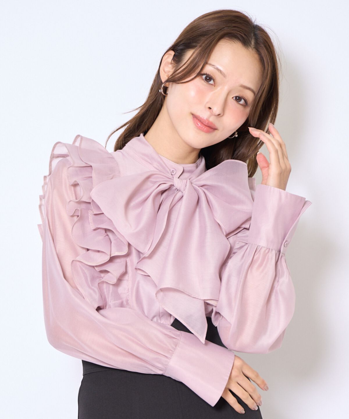 アンドクチュール「ボウタイフリルシアーブラウス」|シャツ・ブラウス|