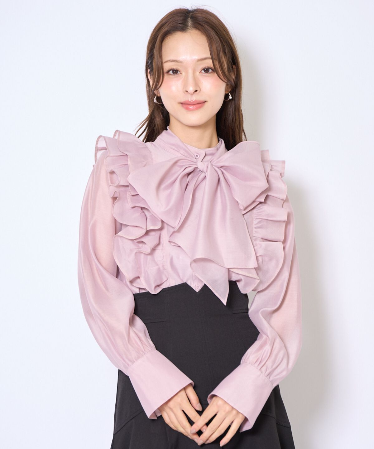 アンドクチュール「ボウタイフリルシアーブラウス」|シャツ・ブラウス|