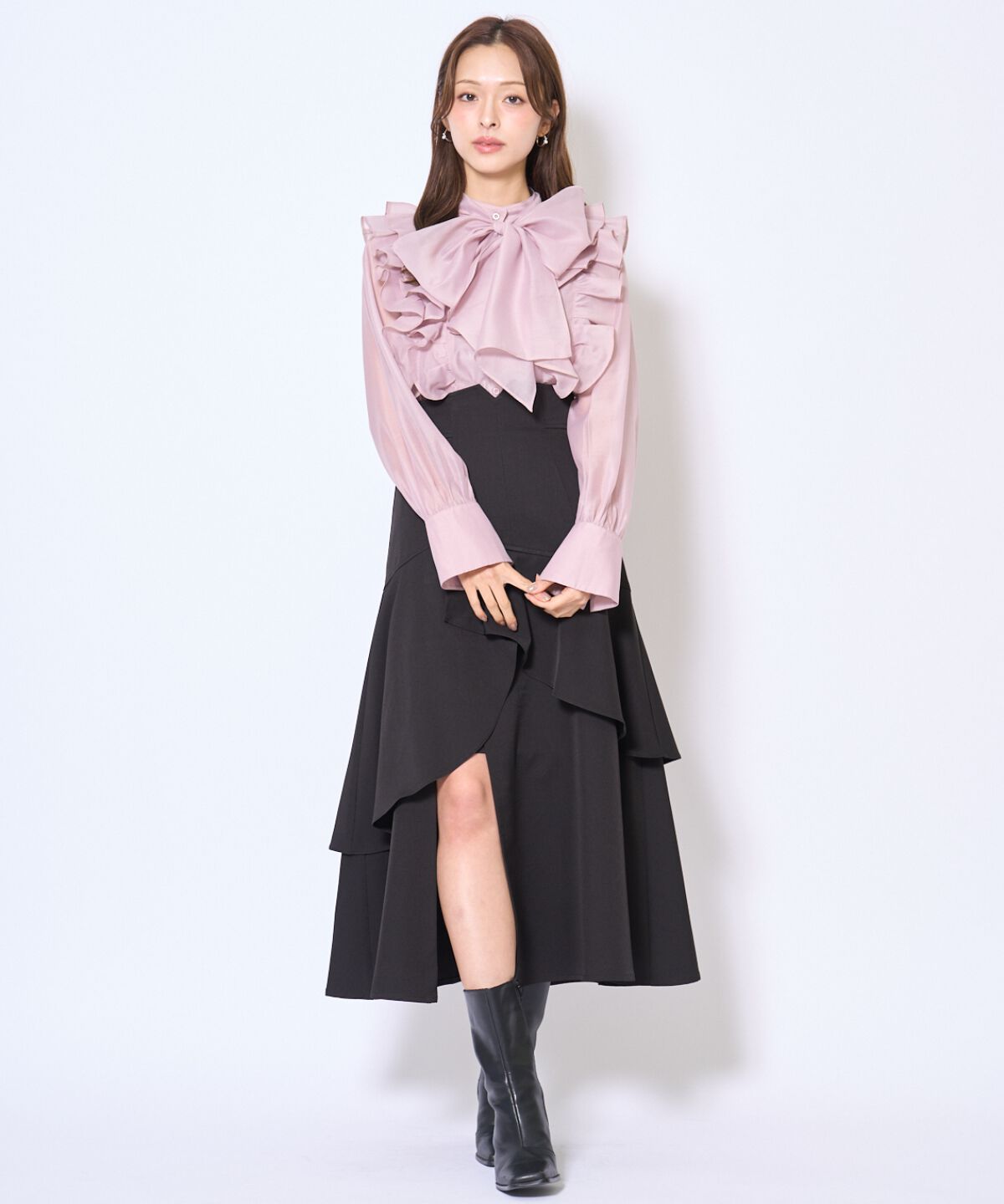 アンドクチュール「ボウタイフリルシアーブラウス」|シャツ・ブラウス|