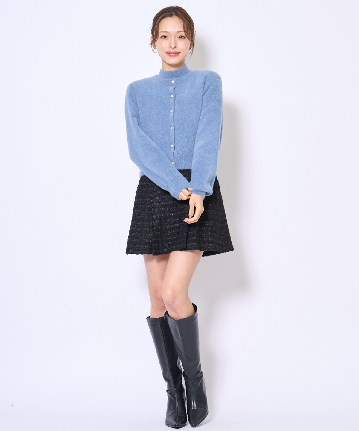 アンドクチュール「ラメフェザーニットアンサンブル」|カーディガン|