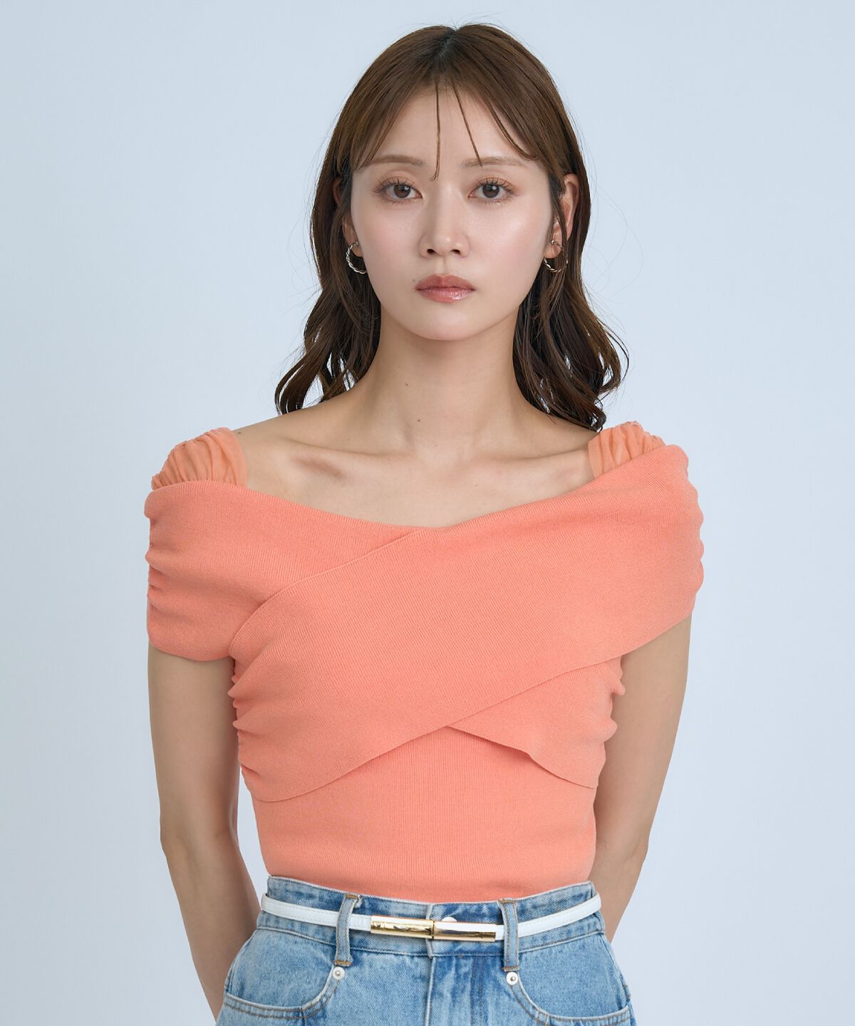 アンドクチュール「クロスネックオフショルニットプルオーバー」|ニット・セーター|