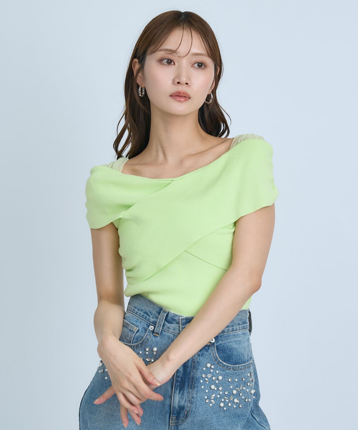 アンドクチュール「クロスネックオフショルニットプルオーバー」|ニット・セーター|