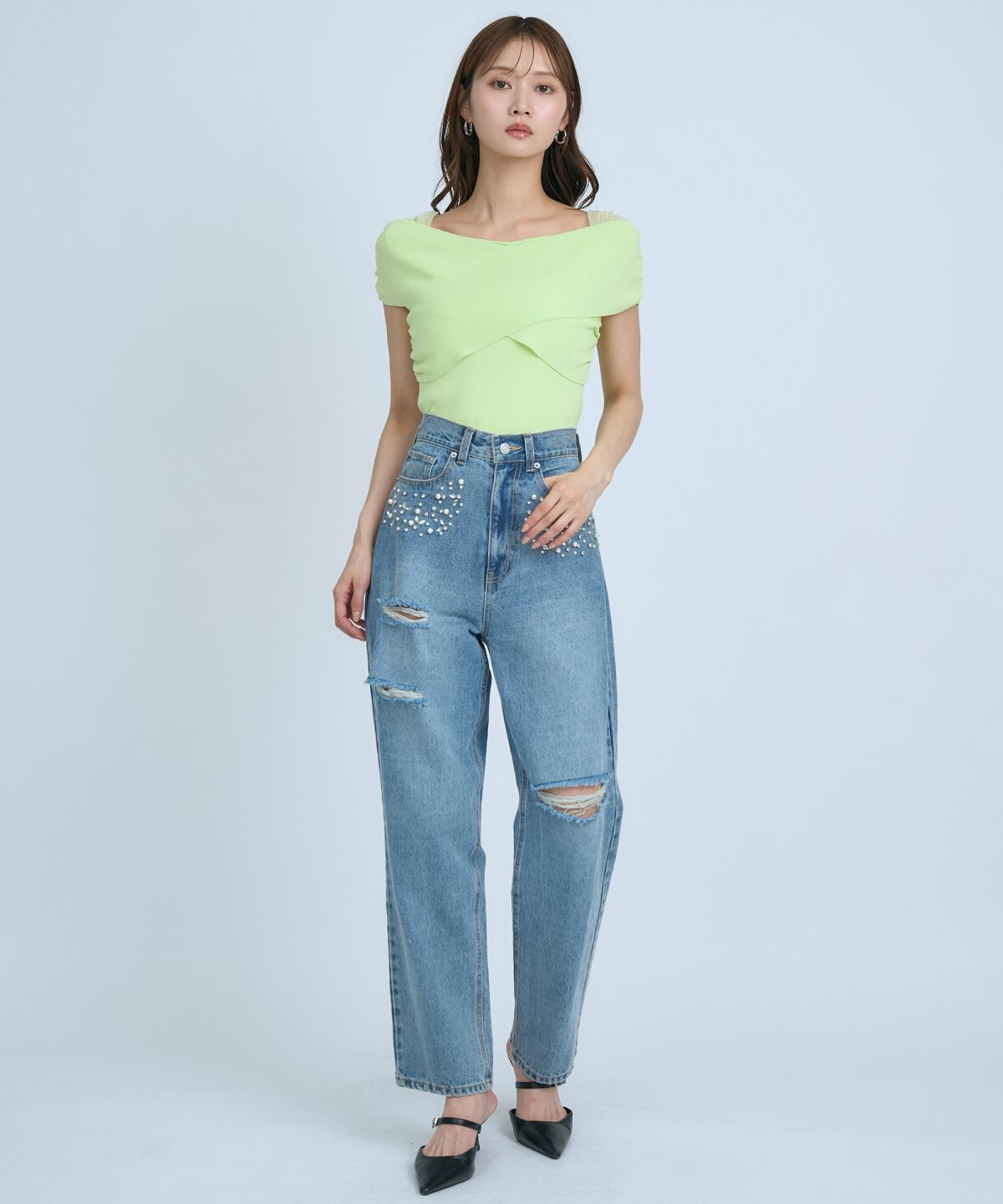 アンドクチュール「クロスネックオフショルニットプルオーバー」|ニット・セーター|