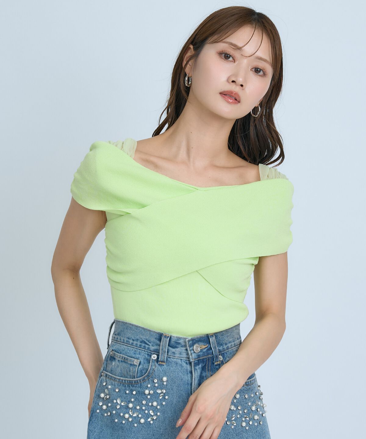 アンドクチュール「クロスネックオフショルニットプルオーバー」|ニット・セーター|