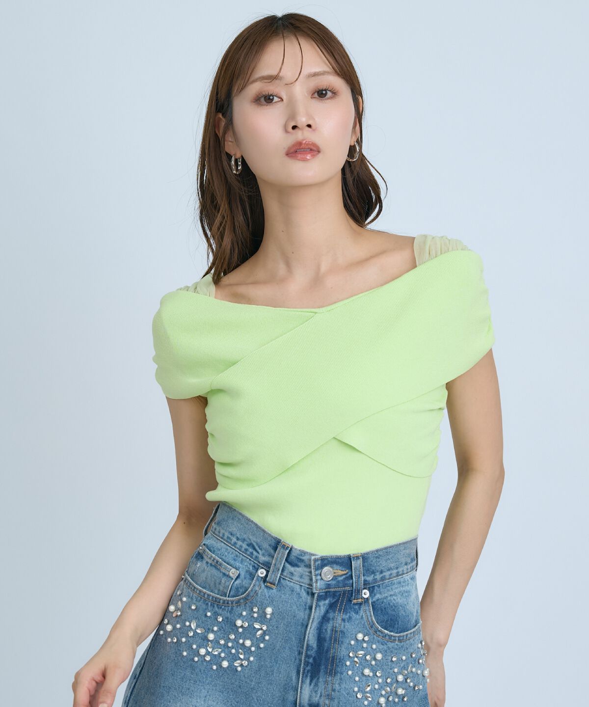 アンドクチュール「クロスネックオフショルニットプルオーバー」|ニット・セーター|