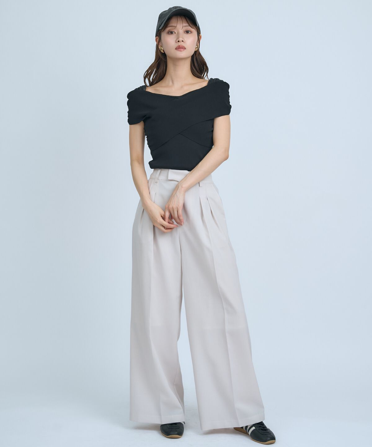 アンドクチュール「クロスネックオフショルニットプルオーバー」|ニット・セーター|