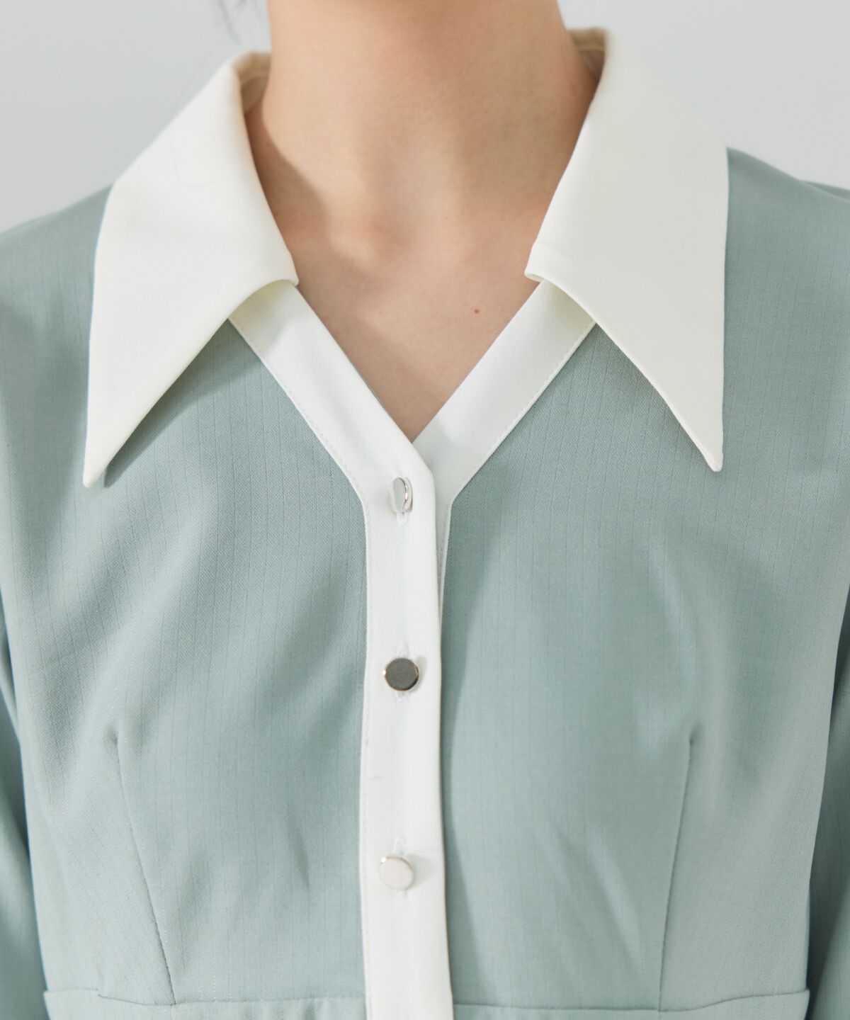 REDYAZEL「バイカラースキッパーシャツワンピース」|ワンピース|