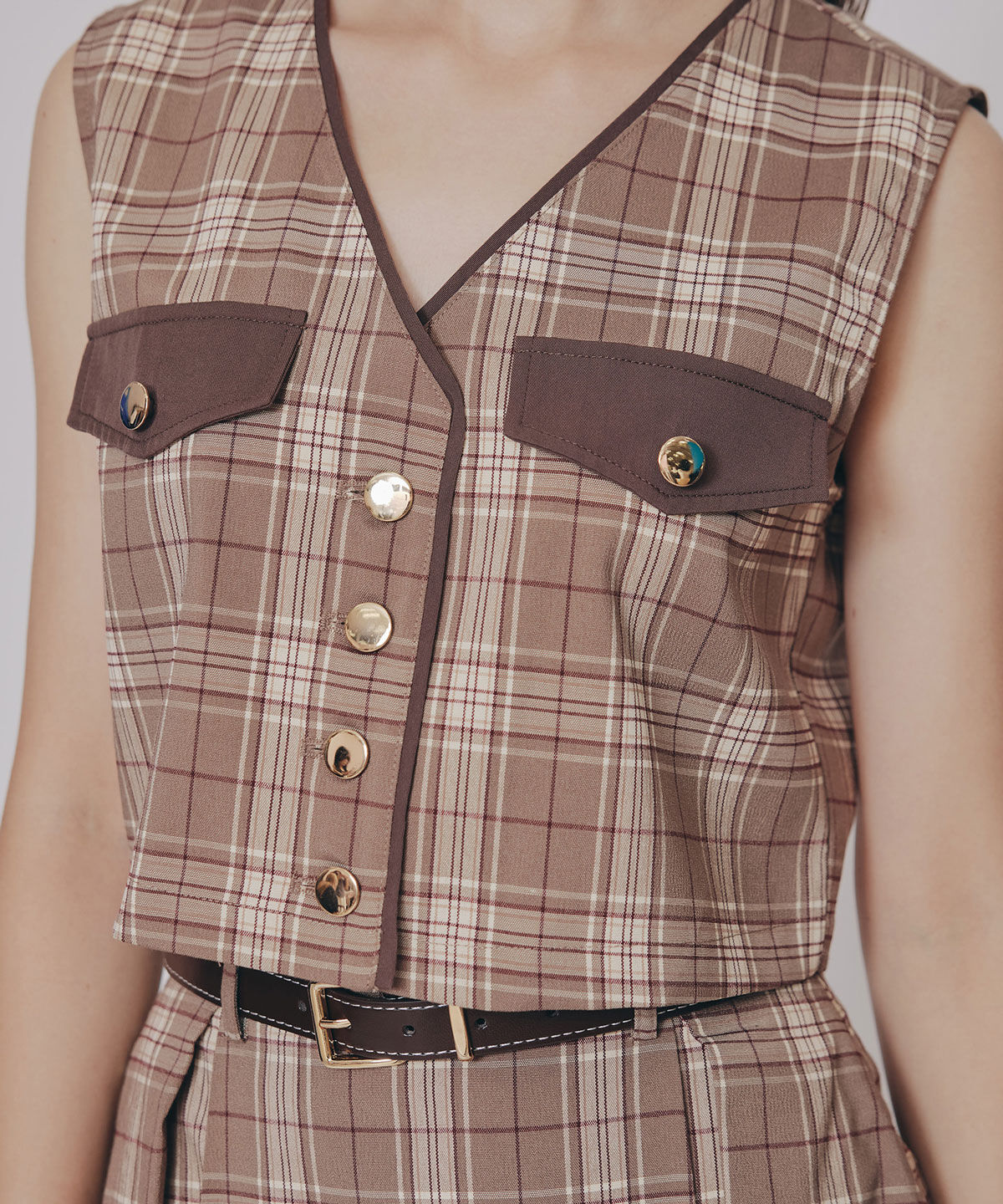 REDYAZEL「クラシカルチェックベスト&フレアスカートセットアップ」|ワンピース|