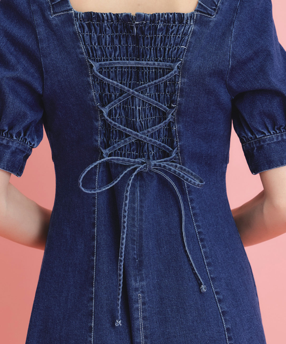 REDYAZEL「デコルテベルトデニムフレアロングワンピース」|ワンピース|