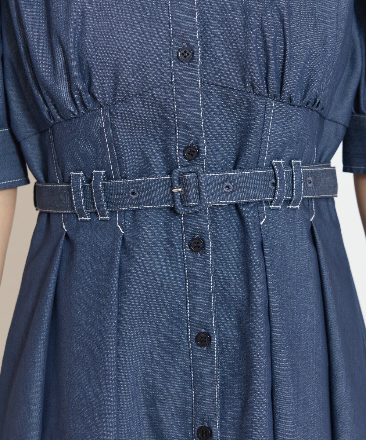 WILLSELECTION「ベルト付きタックスリーブフレアワンピース」|ワンピース|