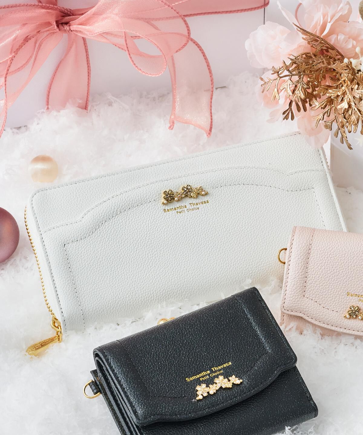 Samantha Thavasa Petit Choice「ラメフラワービジュー 長財布」|財布|