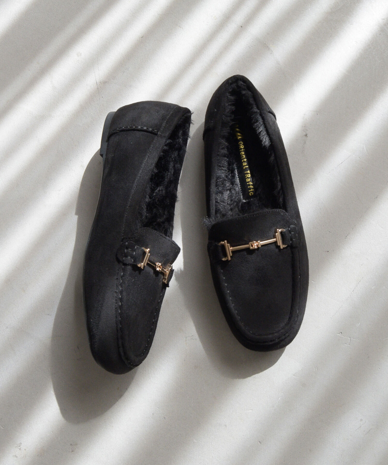 WA Oriental TRaffic「 ビット モチーフ付き ファー モカシン /52318 ムートン 防寒」|モカシン|