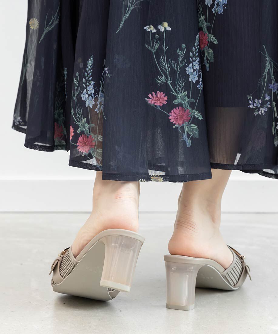  「【SUSTAINABLE】ベルトデザインニットミュールサンダル」|パンプス|