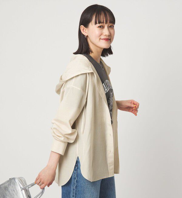 UNITED ARROWS green label relaxing「フード シャツ UVカット 接触冷感」|シャツ・ブラウス|OFF WHITE