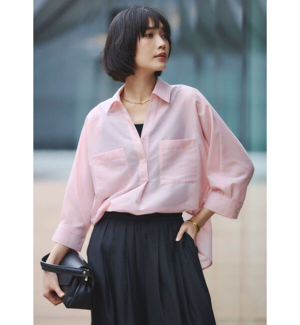 UNITED ARROWS green label relaxing「カールマイヤー スキッパー ポケット シャツ マシンウォッシャブル 通気性」|シャツ・ブラウス|LT.PINK