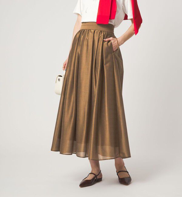 UNITED ARROWS green label relaxing「カールマイヤー タック ギャザー スカート」|フレア|MD.BROWN