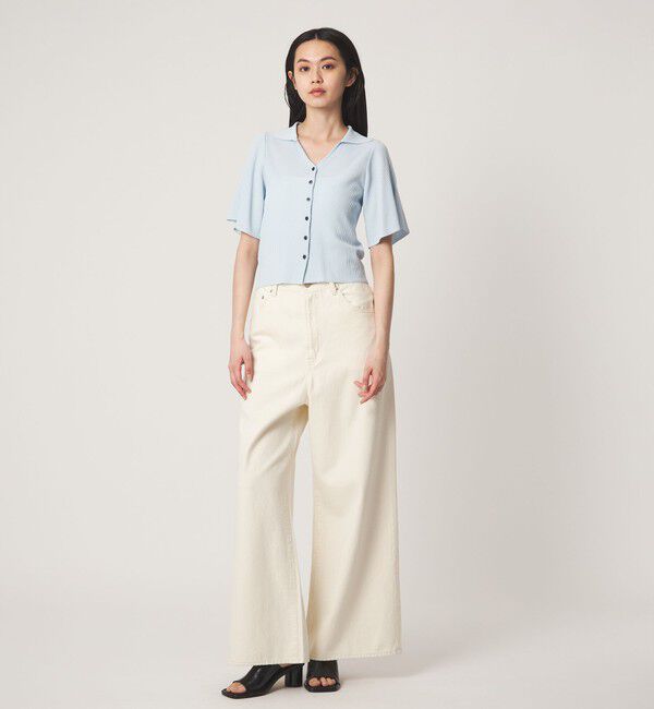 EMMEL REFINES「＜EMMEL REFINES＞EM HW リブ フレア ショートスリーブ カーディガン」|カーディガン|