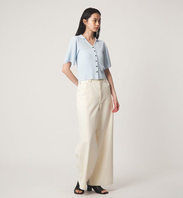 EMMEL REFINES「＜EMMEL REFINES＞EM HW リブ フレア ショートスリーブ カーディガン」|カーディガン|