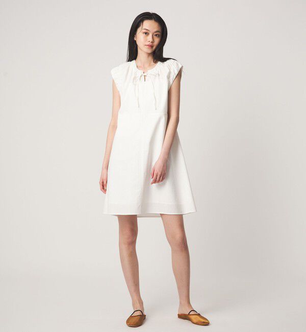 EMMEL REFINES「＜EMMEL REFINES＞EM ギャザースリーブ キリカエ ミニワンピース」|ワンピース|