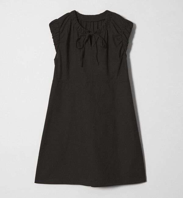 EMMEL REFINES「＜EMMEL REFINES＞EM ギャザースリーブ キリカエ ミニワンピース」|ワンピース|BLACK