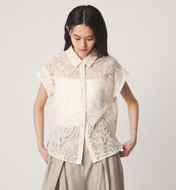 EMMEL REFINES「＜EMMEL REFINES＞EM ペイズリーレース ノースリーブ ブラウス」|シャツ・ブラウス|