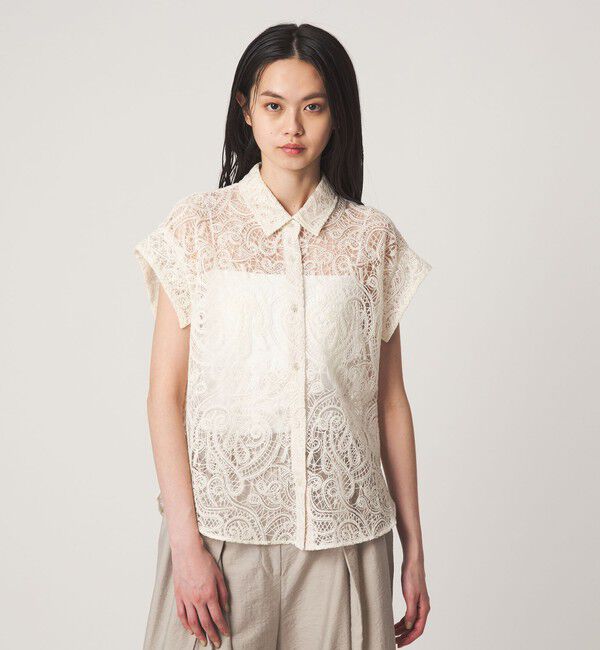 EMMEL REFINES「＜EMMEL REFINES＞EM ペイズリーレース ノースリーブ ブラウス」|シャツ・ブラウス|