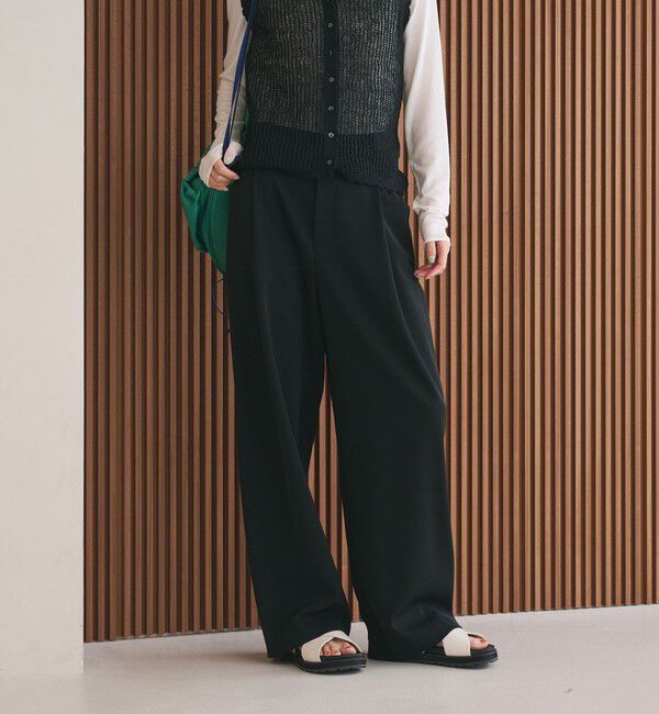 BEAUTY&YOUTH UNITED ARROWS「ポリエステルブレンド ツイルバックゴムパンツ」|スラックス|BLACK