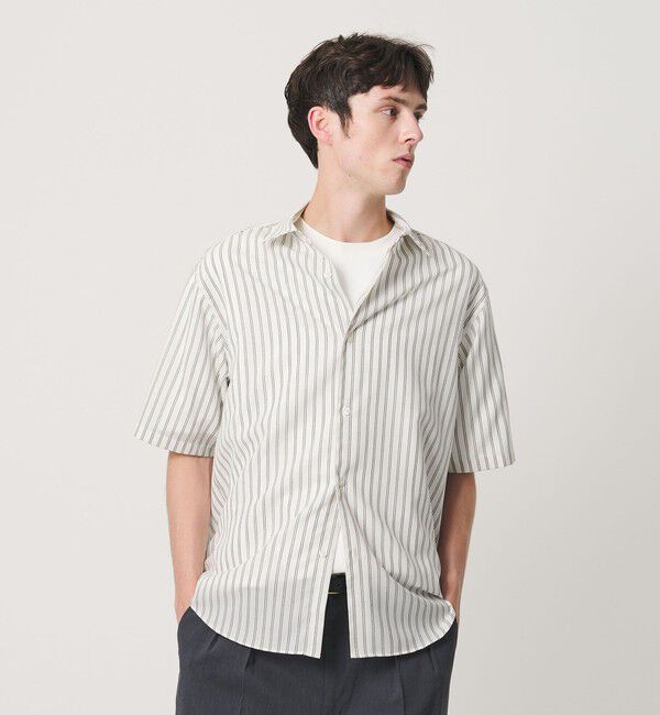 BEAUTY&YOUTH UNITED ARROWS「尾州 ストライプ レギュラー ショートスリーブ シャツ GRANDE TAPERD型 ウォッシャブル MADE IN JAPAN」|シャツ・ブラウス|