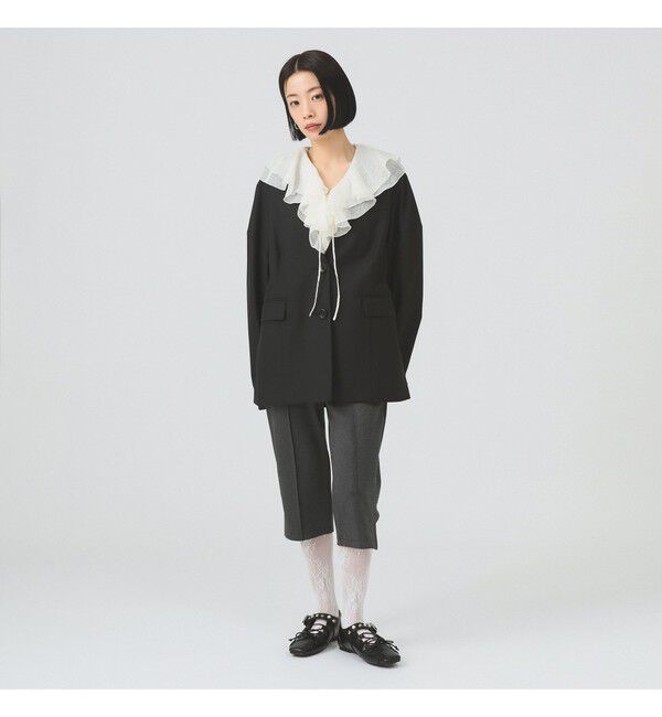 Ray BEAMS 「ラッフルカラー ノースリーブ ブラウス」|シャツ・ブラウス|