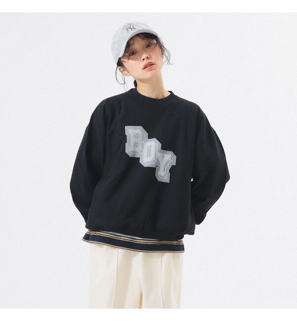 BEAMSBOY「【別注】Champion / ボーイ リバースウィーブ(R) クルー」|Tシャツ・カットソー|BLACK