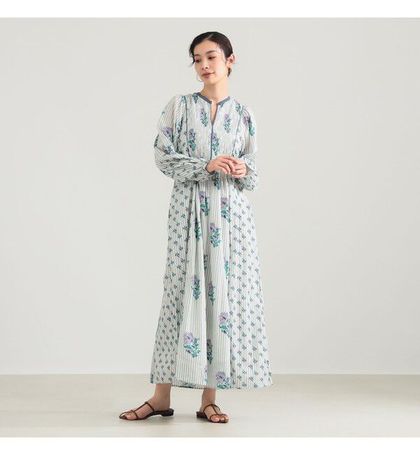 Demi-Luxe BEAMS 「ne Quittez pas / コットンジャカード リリープリント シャーリング ワンピース」|ワンピース|