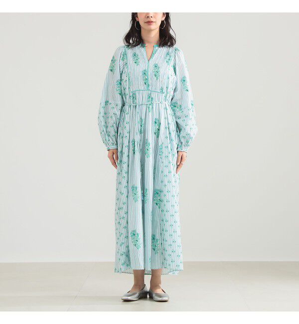 Demi-Luxe BEAMS 「ne Quittez pas / コットンジャカード リリープリント シャーリング ワンピース」|ワンピース|