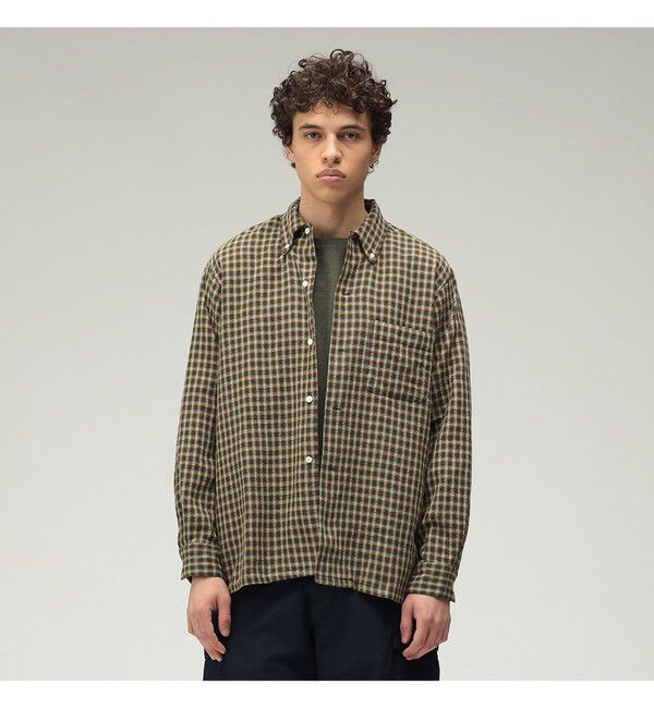 BEAMS PLUS「ダブルフェイス チェック オープンカラー ボタンダウン シャツ」|シャツ・ブラウス|