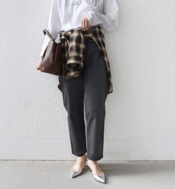 SHIPS for women「《一部追加予約》【WEB限定】ストレッチ ベーシック ベイカー パンツ」|その他|チャコールグレー