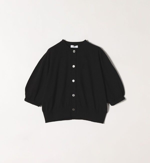 SHIPS any「SHIPS any:〈手洗い可能〉リネン ミックス ワイド パフ クルーネック シアー カーディガン」|カーディガン|