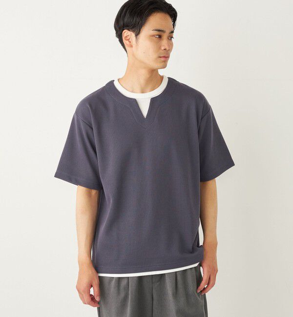 SHIPS Colors 「SHIPS Colors:〈手洗い可能〉フェイクレイヤード キーネック ショートスリーブ」|Tシャツ・カットソー|