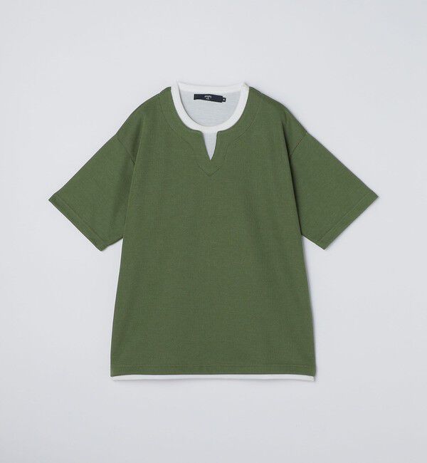 SHIPS Colors 「SHIPS Colors:〈手洗い可能〉フェイクレイヤード キーネック ショートスリーブ」|Tシャツ・カットソー|