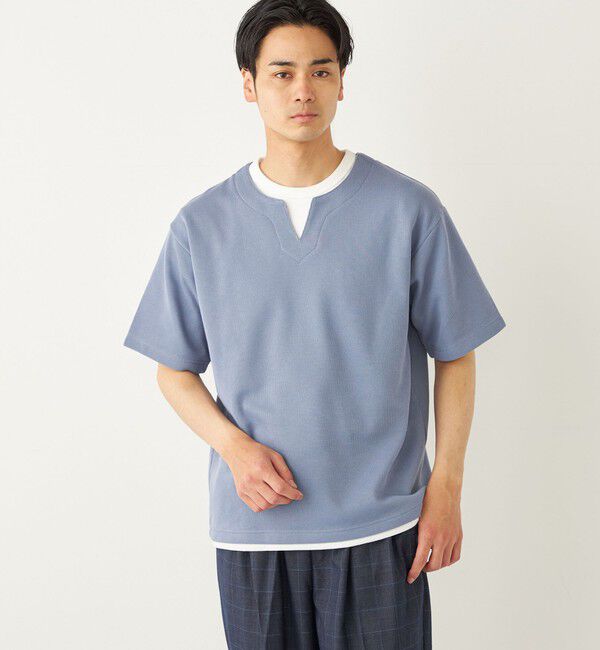 SHIPS Colors 「SHIPS Colors:〈手洗い可能〉フェイクレイヤード キーネック ショートスリーブ」|Tシャツ・カットソー|