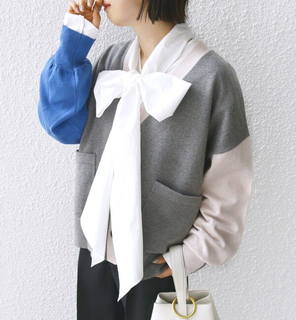 SHIPS for women「【WEB限定】〈手洗い可能〉配色 ポケット カーディガン」|カーディガン|