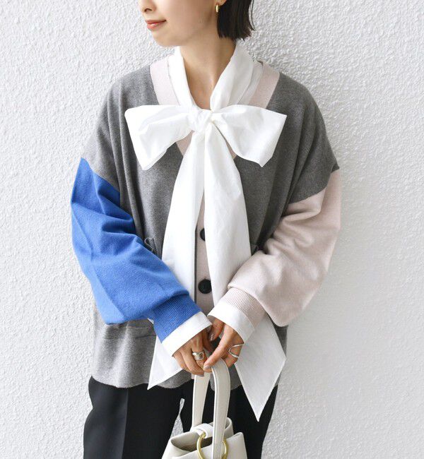 SHIPS for women「【WEB限定】〈手洗い可能〉配色 ポケット カーディガン」|カーディガン|