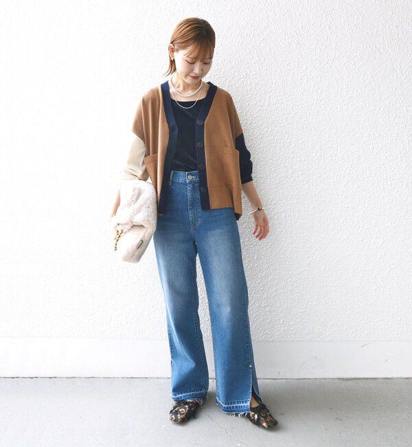 SHIPS for women「【WEB限定】〈手洗い可能〉配色 ポケット カーディガン」|カーディガン|