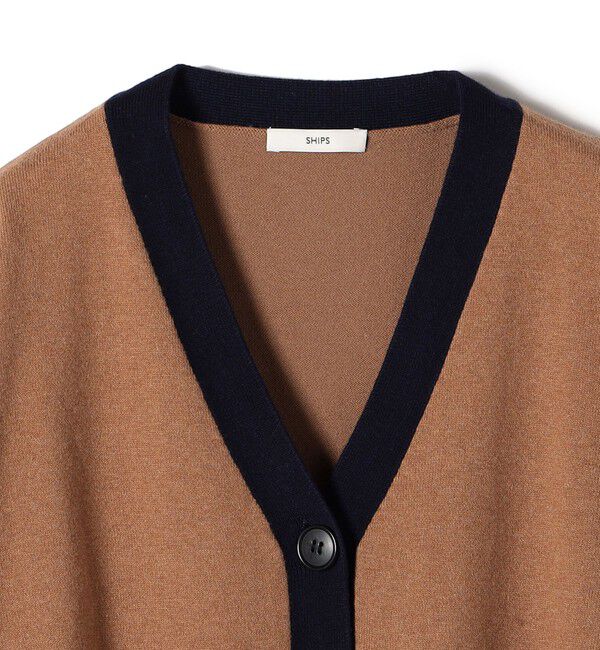 SHIPS for women「【WEB限定】〈手洗い可能〉配色 ポケット カーディガン」|カーディガン|