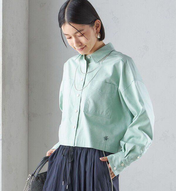 SHIPS for women「〈洗濯機可能〉ピン オックス 刺繍 クロップド シャツ」|シャツ・ブラウス|