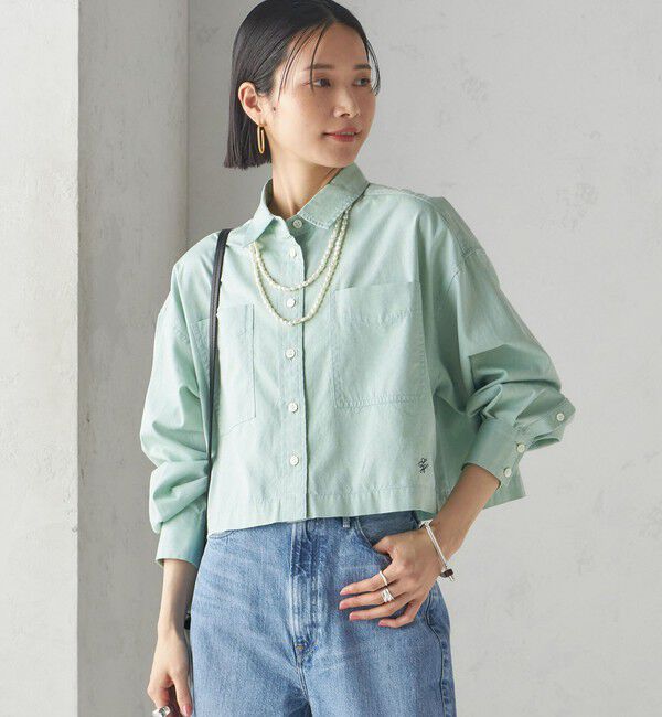 SHIPS for women「〈洗濯機可能〉ピン オックス 刺繍 クロップド シャツ」|シャツ・ブラウス|
