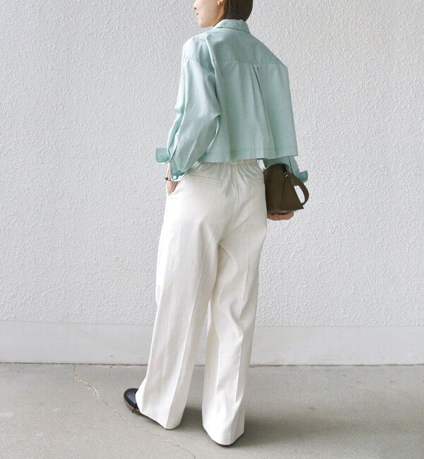 SHIPS for women「〈洗濯機可能〉ピン オックス 刺繍 クロップド シャツ」|シャツ・ブラウス|