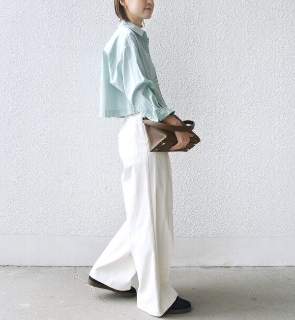 SHIPS for women「〈洗濯機可能〉ピン オックス 刺繍 クロップド シャツ」|シャツ・ブラウス|