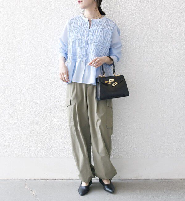 SHIPS any「《一部追加予約》【WEB限定】SHIPS any:〈洗濯機可能〉シアー シャーリング プチフリル ペプラム ブラウス」|シャツ・ブラウス|