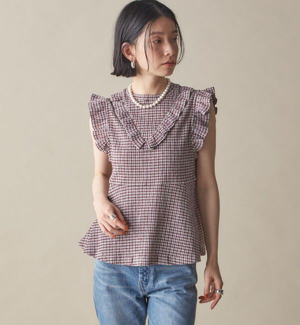 SHIPS for women「NINE CASE:〈手洗い可能〉フリル ノースリーブ トップス」|その他|